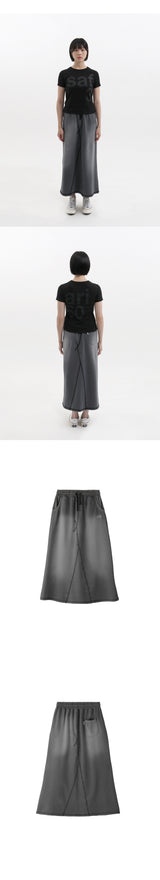 BASIC DAMAGE WASHING DENIM SWEATSKIRT (BLACK)