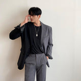 Contrast-Toned Blazer and Straight Pants Set (6684830924918)