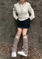 ワッフルカットアウトダイアゴナルニットフード / Waffle cut diagonal knit hood