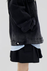 ウォッシングブラックブルーボクシージャケット / Washing Black Blue Boxy Jacket