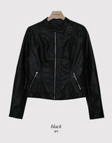 Biker Rider Short Leather Jacket (2color)