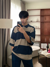 Other Knit Border Short Sleeve T Shirt (3color)