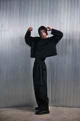VINTAGE P. DYEING CUT-OUT CROP-TEE (Black) / ビンテージダイングアウトクロップT