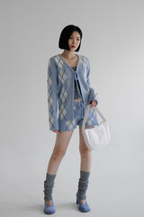 アーガイルリボンカーディガン / Argyle Ribbon Cardigan (3color)