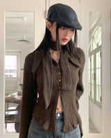 [Mupper set] Kaper Big Collar V-neck Knit Cardigan