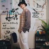 HUKミックスストライプL/SL Tシャツ[2カラー］