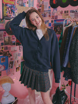 COTTON V NECK OVERFIT CARDIGAN_NAVY (6612499791990)