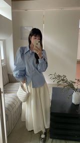 Back point shoulder puff collar blouse