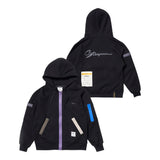 ZIPPER OVERSIZED ZIP UP HOODIE BLACK / WHITE MELANGE
