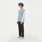 LAMBSWOOL V NECK KNIT VEST_SKY BLUE (6612813348982)