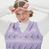 WAVE FLOWER JAQUARD KNIT VEST_PURPLE (6610818990198)