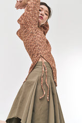 クーププリーツアンバランスドスカート / Coupe pleats unbalanced sk (2 colors)