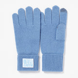 BUBBLE LABEL CASHMERE WOOL BLENDED GLOVES_BLUE