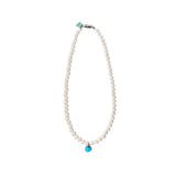 [NIROSERENDIPITY] HEART TURQUOISE PEARL NECKLACE (6658085453942)