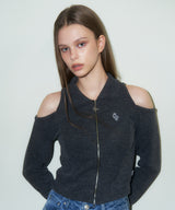 [NF] SHOULDER CUT-OUT ZIP UP (BLACK)_F23QZ268