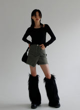 ファーレッグウォーマー/Fur Leg Warmer [ Black ]
