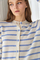 stripe pattern hand beading 100%wool cardigan_ivory (6655893438582)