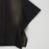 Denim Unbalanced Pleats Skirt