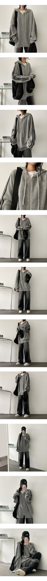 Crew Track Knit Hood Zip-Up