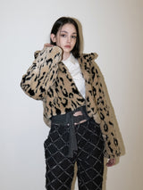 Leopard Crop Fur Jacket (BEIGE)