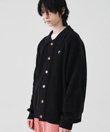 RELAXED KNIT  COLLAR CARDIGON (BLACK)