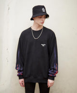 ファイヤーパターン袖プリントトレーナー/スウェット/FIRE PATTERN SWEATSHIRT (4580960993398)