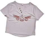 Y2k リブドクロップドウィングスTシャツ / Y2k Ribbed Cropped Wings T-Shirt