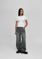 [B-BASIC] Round Neck Slim Brushed Short Sleeve Tee