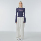 Cropped needlework wool-blend sweater