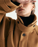 UNISEX WOOL RAGLAN HIDDEN COAT W - TWILL CAMEL (6636060835958)