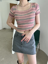 レインボークロップニット / Rainbow Crop Knit (2color)
