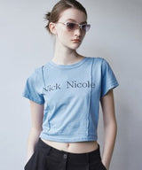 NICOLE PINTUCK CROP TEE_CREAM