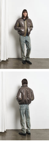 Unisex Zipped Duck Down Padding (Olive Khaki)
