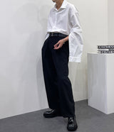 カーリング3タックスラックス/UN718 Curling Three-Tuck Slacks (3 colors)