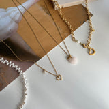 ボールドハート淡水パールネックレス2ウェイYチョーカーネックレス/hay Bold Heart Fresh Water Pearl Necklace Two Way y Choker Necklace