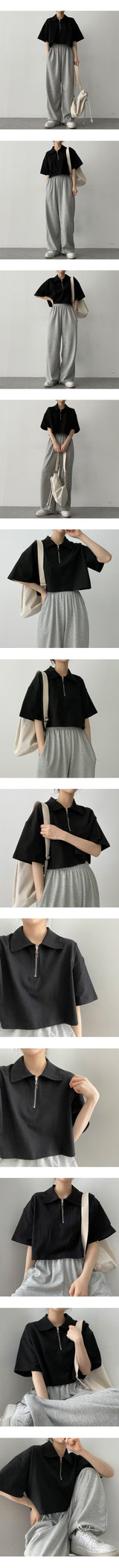 ノアハーフジップアップカラーショートスリーブTシャツ / Noa Half Zip-Up Collar Short-Sleeved T-Shirt