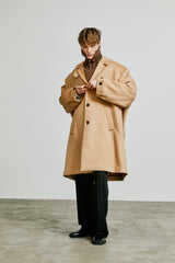 collar up single overfit coat beige (6615482826870)