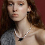 キューピッドハートパールネックレス/Cupid Heart Pearl Necklace_Silver