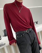[Plan-Made] Thumb Slit High Neck T-Shirt (6595755573366)