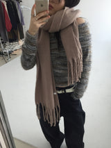 カラーコンビネーションアンゴラオフショルダーニット