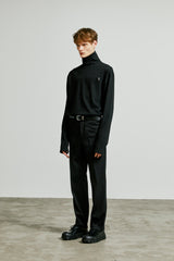 back button long sleeve chest tip turtle neck black (6615508942966)