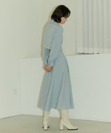HIGH WAIST FLARE MAXI SKIRT - NILE BLUE (6689409171574)