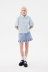 モノチェリークロップショートスリーブシャツ / MONO CHERRY CROP SHORT SLEEVE SHIRT [SKY]