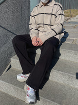 87 Check Half Zip Up Collar Knit (3color)