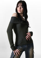 [MADE] Compine Two-Tone Off-Shoulder Knit