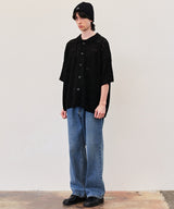 LACE POLO KNIT CARDIGAN (BLACK)