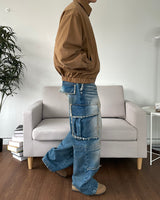 Sand Washed cargo cut denim pants