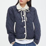 リボンタイキルティングジャケット/RIBBON TIE QUILTING JACKET_NAVY