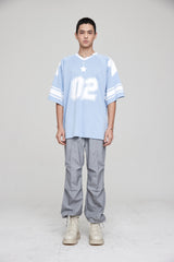 フットボールスタージャージオーバーサイズTシャツ / FOOTBALL STAR JERSEY OVERSIZED T-SHIRT PALE BLUE