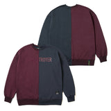 ハーフカラーオーバーサイズヘビースウェット/22 HALF COLOR OVERSIZED HEAVY SWEAT CREWNECK NAVY BURGUNDY